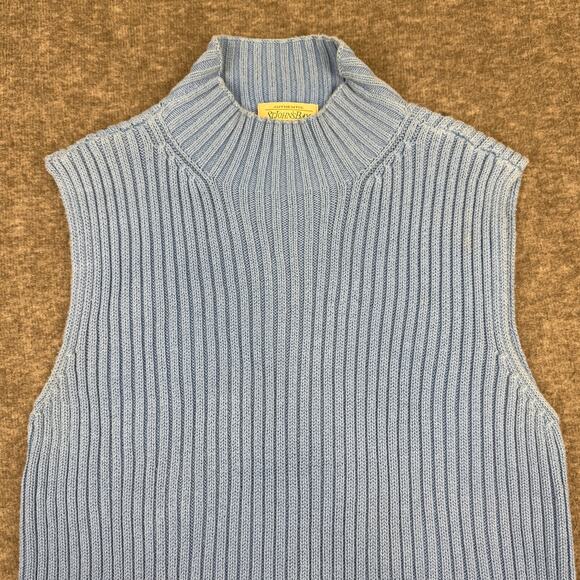Vintage St. John's Bay Ribbed Knit Sleeveless Mock Neck Sweater Top Blue Large - Picture 3 of 10